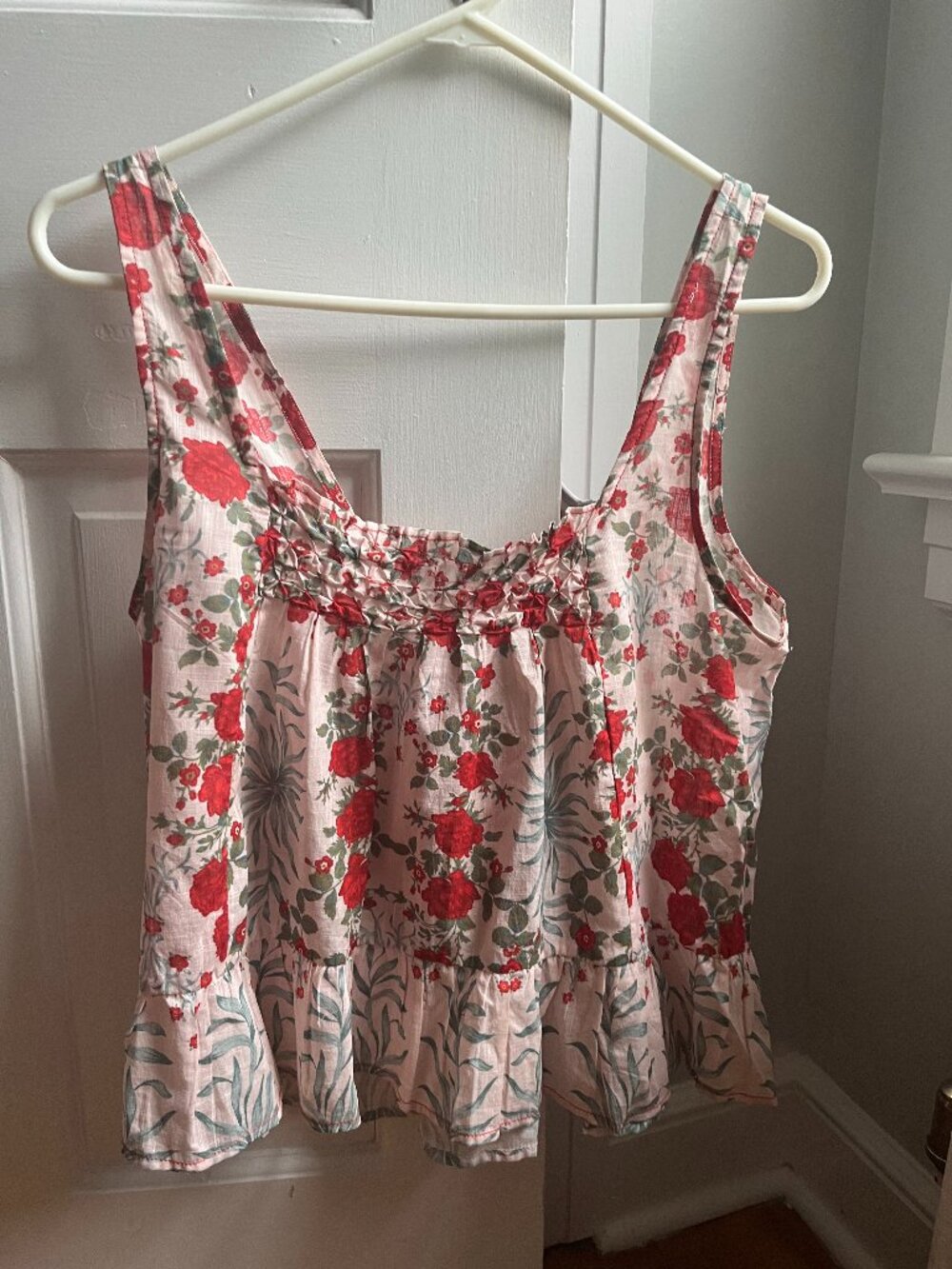 Anthropologie floral sleeveless babydoll cropped top